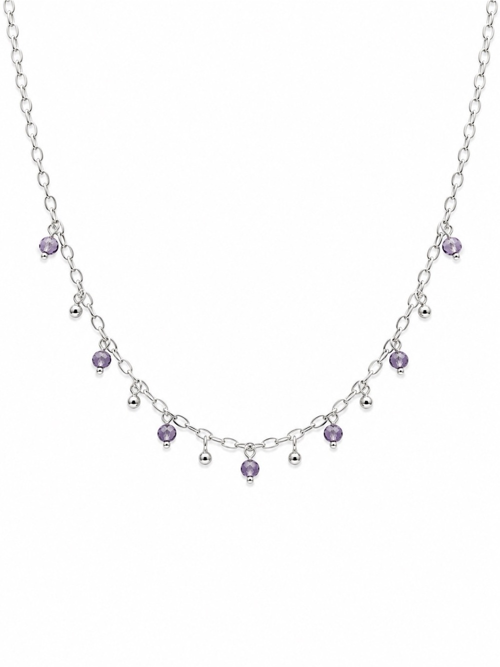 ND004 Tanzanite and Beaded Drop Silver Necklace